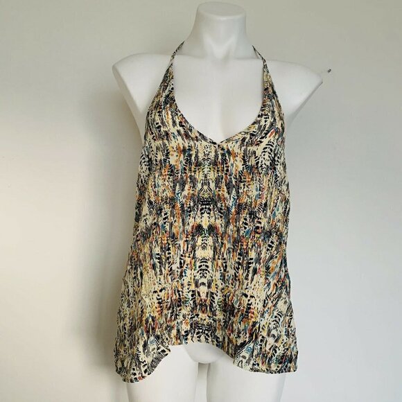 PLANET Blue Bohemian feather summer top beige XSMALL sleeveless flowy NEW - Picture 5 of 11